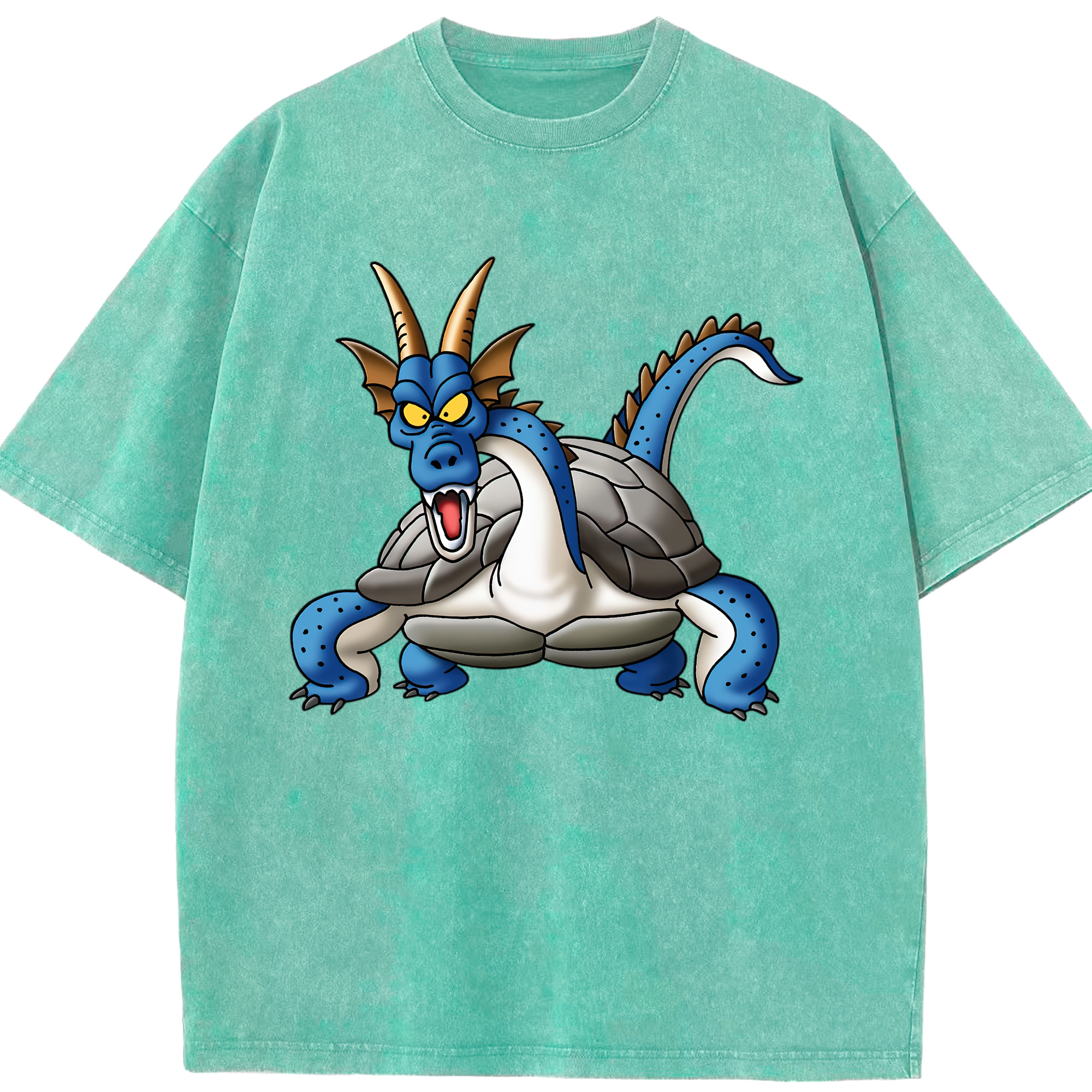 （画像用） ドラゴンクエスト Doragon Kuesuto Dragon Quest 綿100% ヴィンテージ風 半袖Tシャツ（フロントプリント）